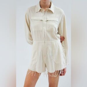JEN'S PIRATE BOOTY WOMEN JUMPSUITS SHORT Amazon Palmetto Romper Coconut Linen M